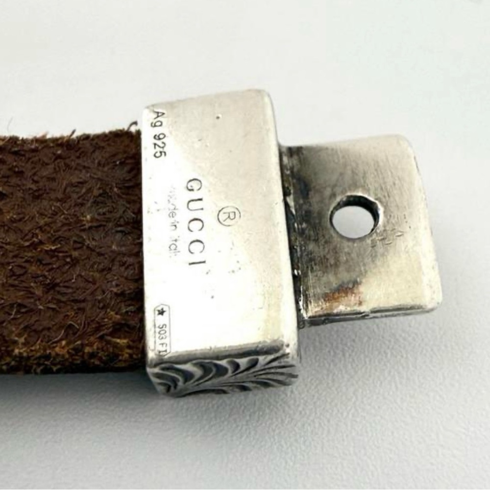 NIB Gucci Unisex Anger Forest Wolf Head Leather Bracelet in Brown - Picture 9 of 12